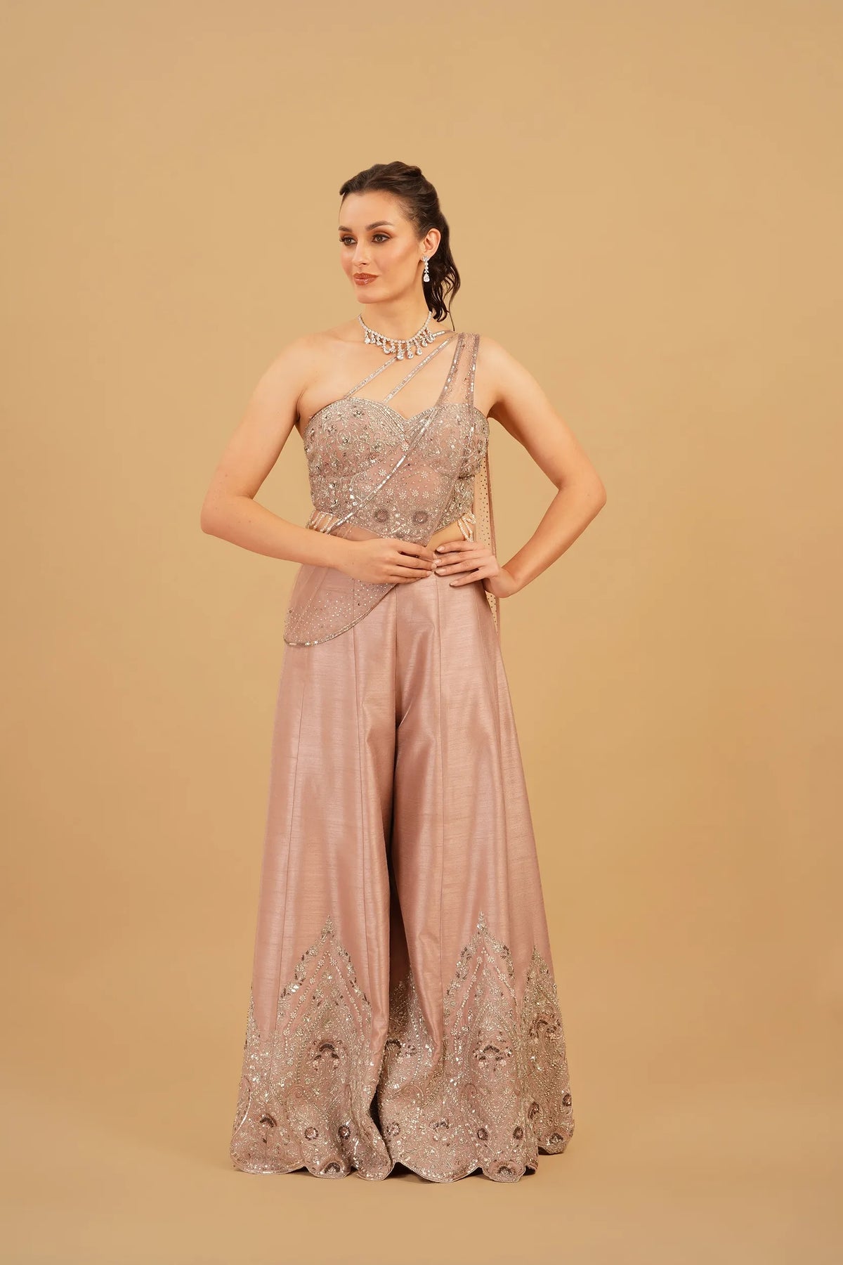 Pink Tassel Sharara Set