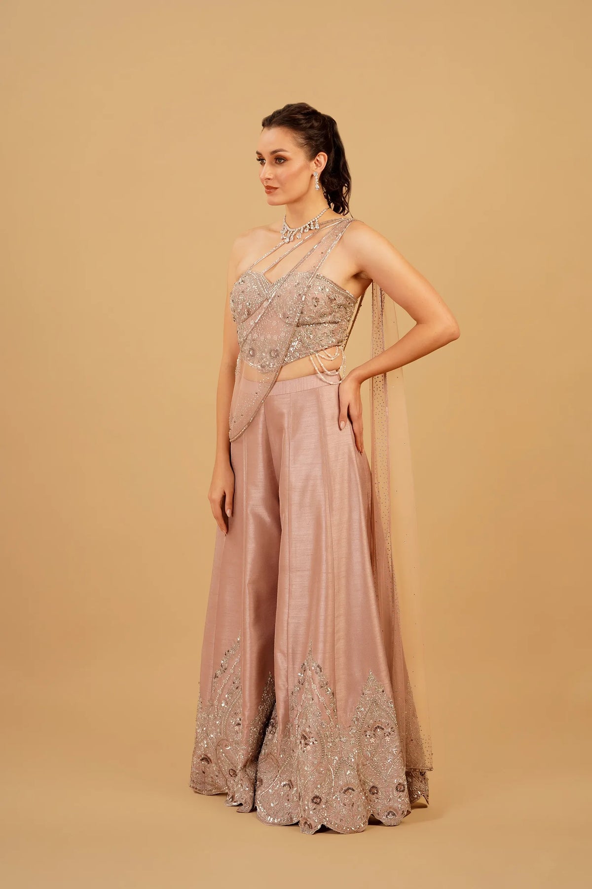 Pink Tassel Sharara Set