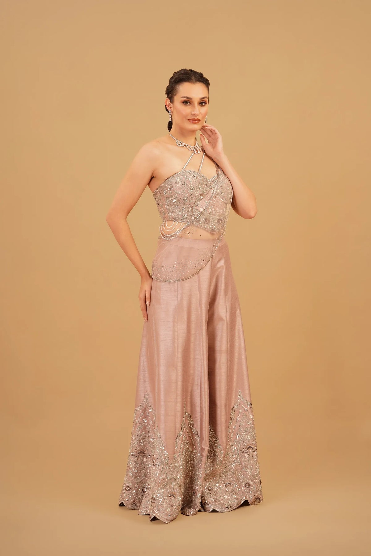 Pink Tassel Sharara Set