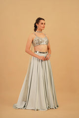 Powder Blue Mirror Skirt Set