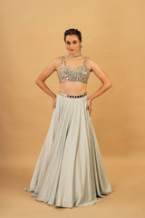 Powder Blue Mirror Skirt Set