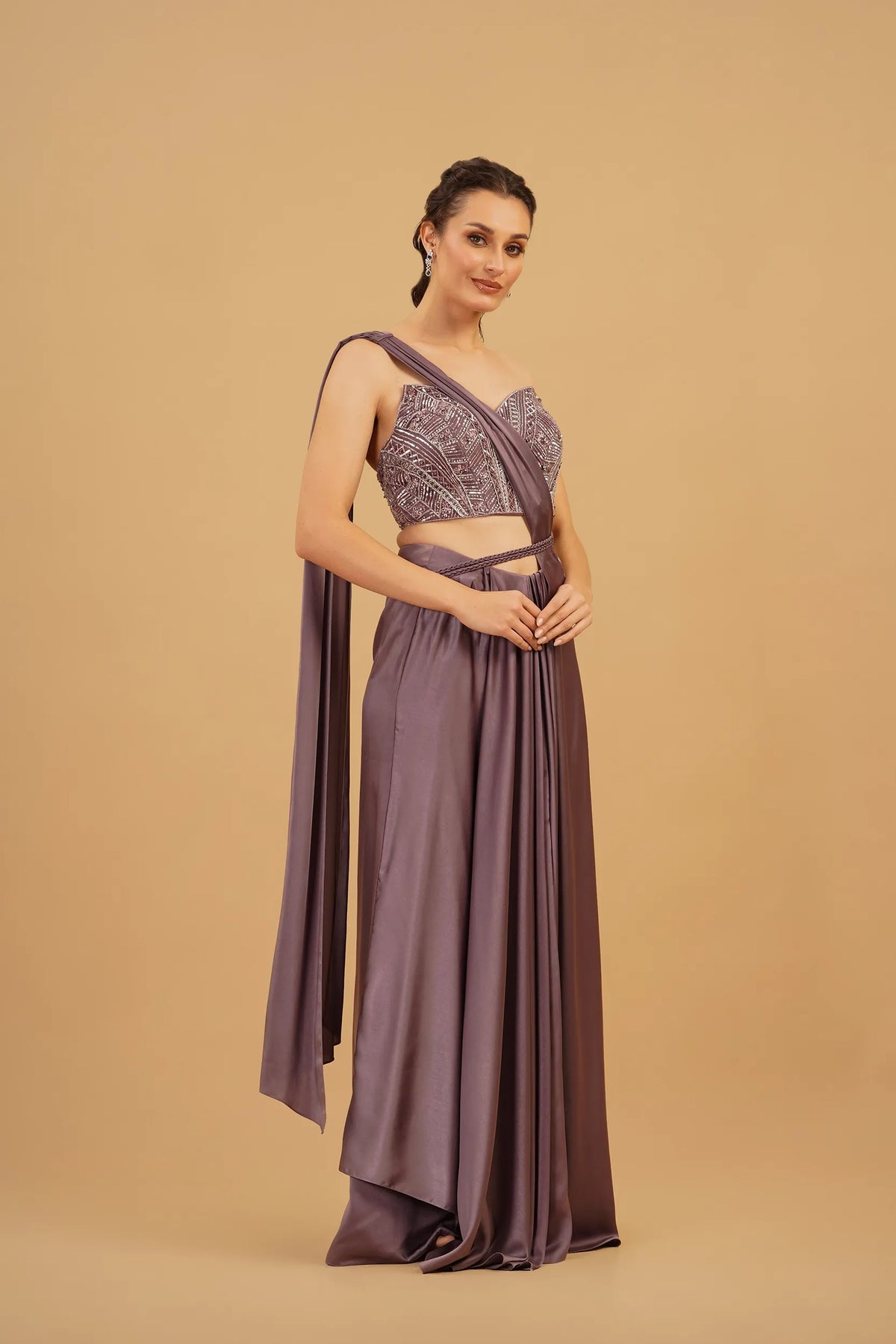 Purple Drape Saree