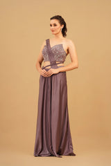 Purple Drape Saree