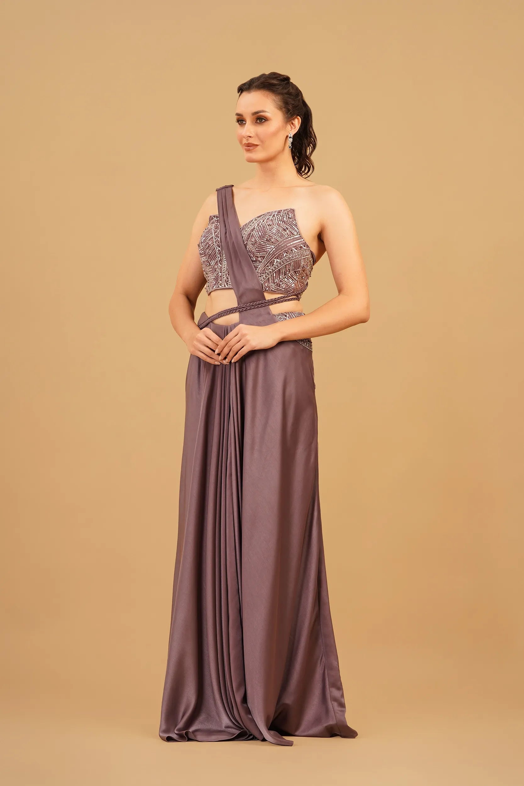 Purple Drape Saree