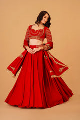 Red Dabka Lehenga