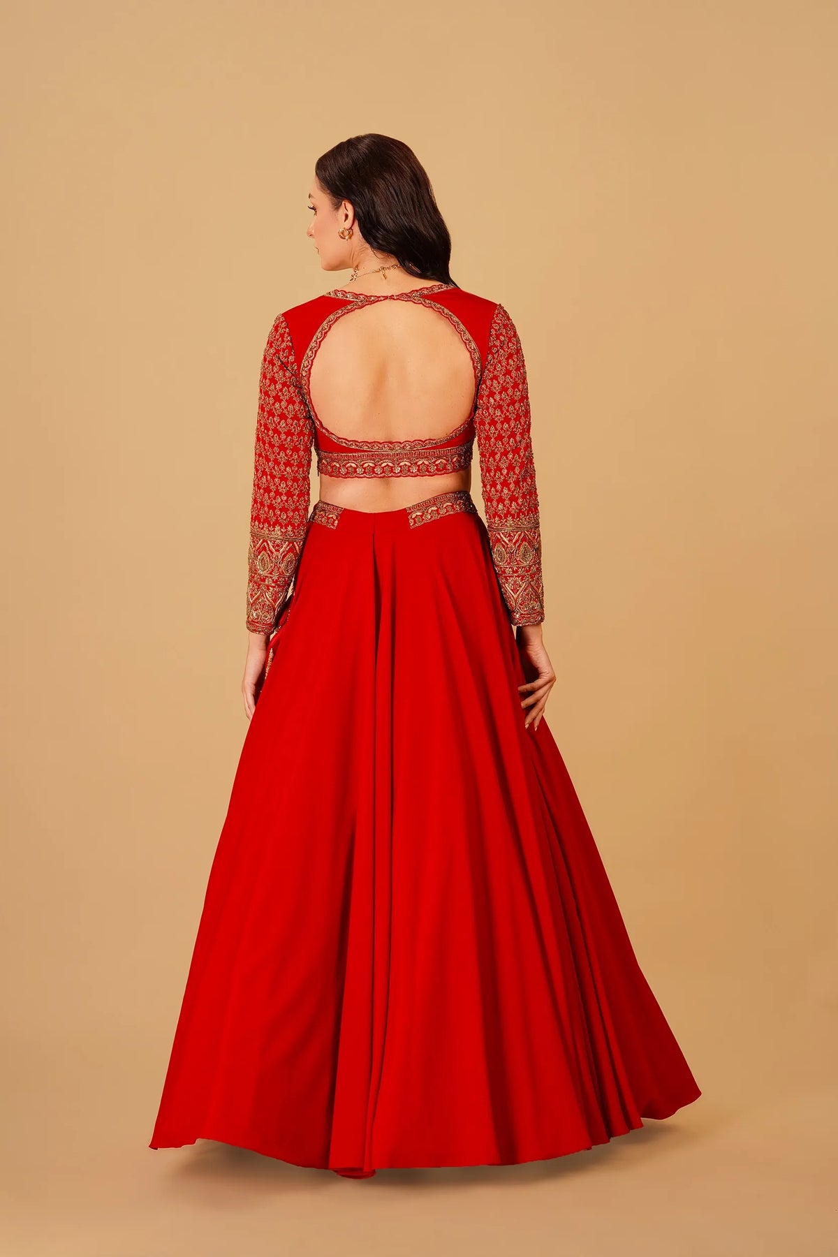 Red Dabka Lehenga