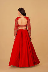 Red Dabka Lehenga