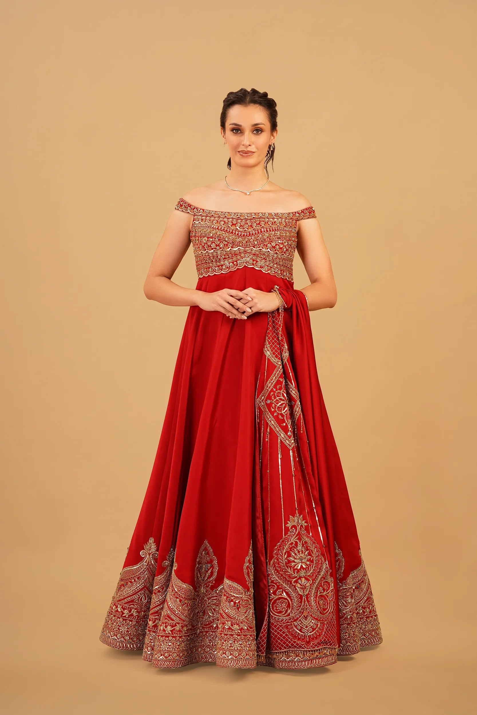 Red Zari Anarkali