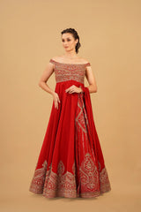 Red Zari Anarkali