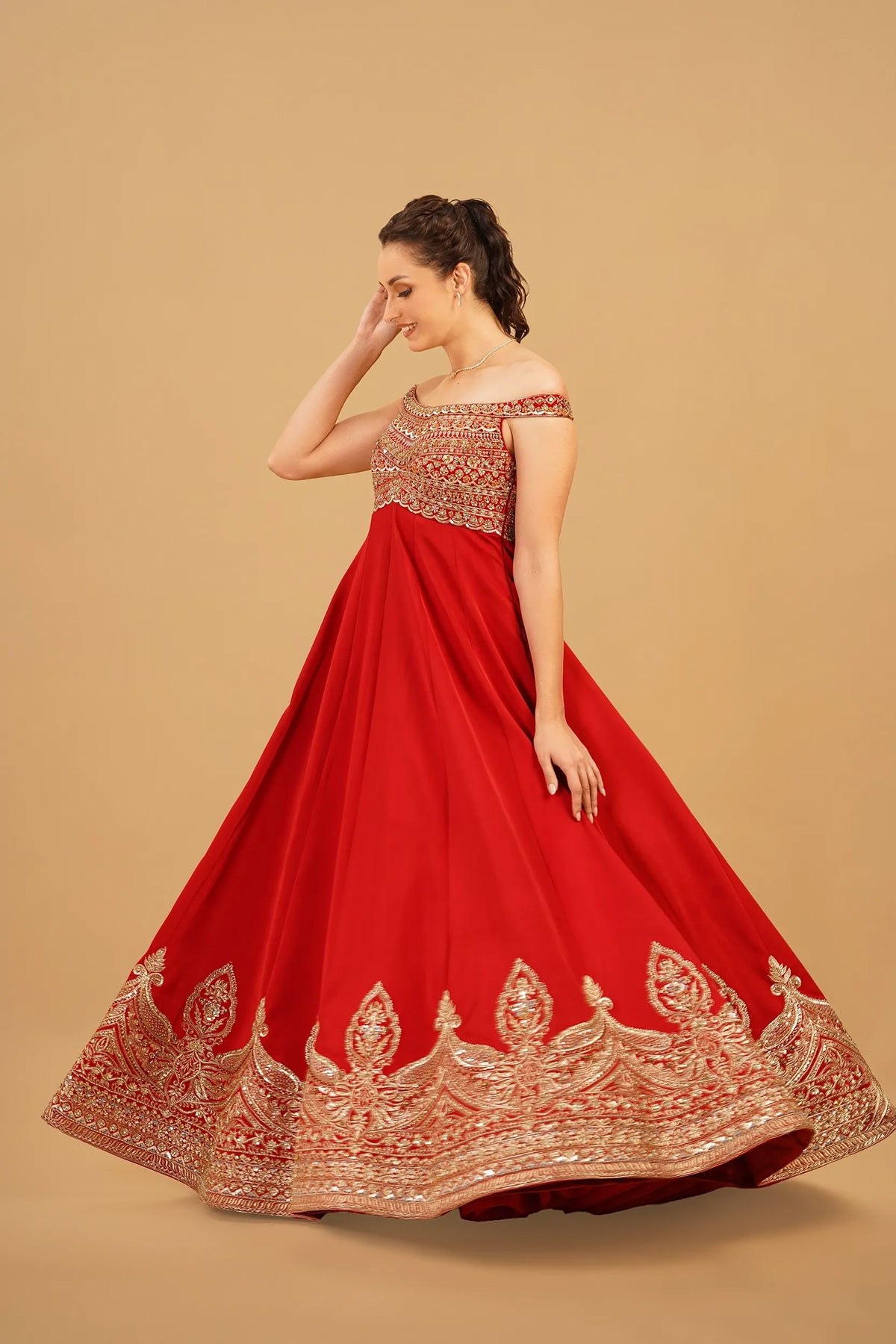 Red Zari Anarkali