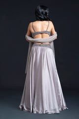 Grey Skirt Set for Indo-Western Occasion Wear by Nidhi Mehra Couture