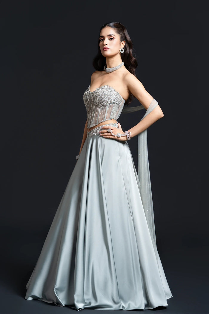 Sage Green Skirt Set — bridal lehenga, Nidhi Mehra Noida atelier